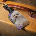 thumbnail image 3 of GZHJMY Poodle Dog with Purple Flowers Luggage Tags Set of 2, PU Leather Travel ID Label with Privacy Name Card Cover for Travel Bag Suitcase Decoration, 3 of 6