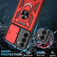 thumbnail image 5 of Compatible with Samsung Galaxy S22 Case,Galaxy S22 Case with HD Screen Protector with Slide Camera Cover, 360°Rotation Ring Kickstand [Military Grade] Case for Galaxy S22, s22 case,Red, 5 of 14