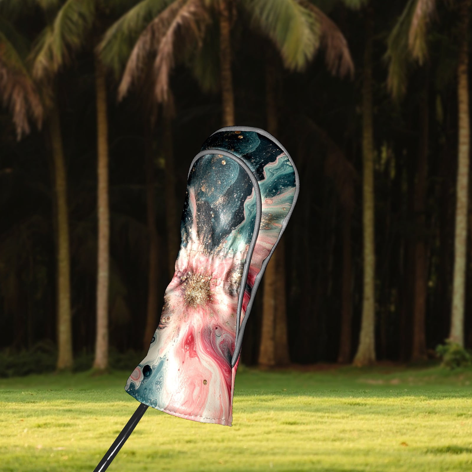 Golf Club Covers PU Leather Waterproof Head Covers for Fairway Woods Hybrids Swirl Pattern Unisex Fits Most Brands