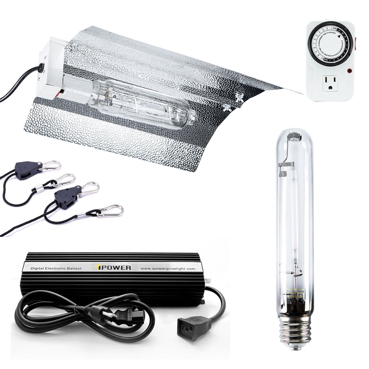 iPower 1000W HPS MH Digital Dimmable Grow Light System kits Air Cooled Hood Set 