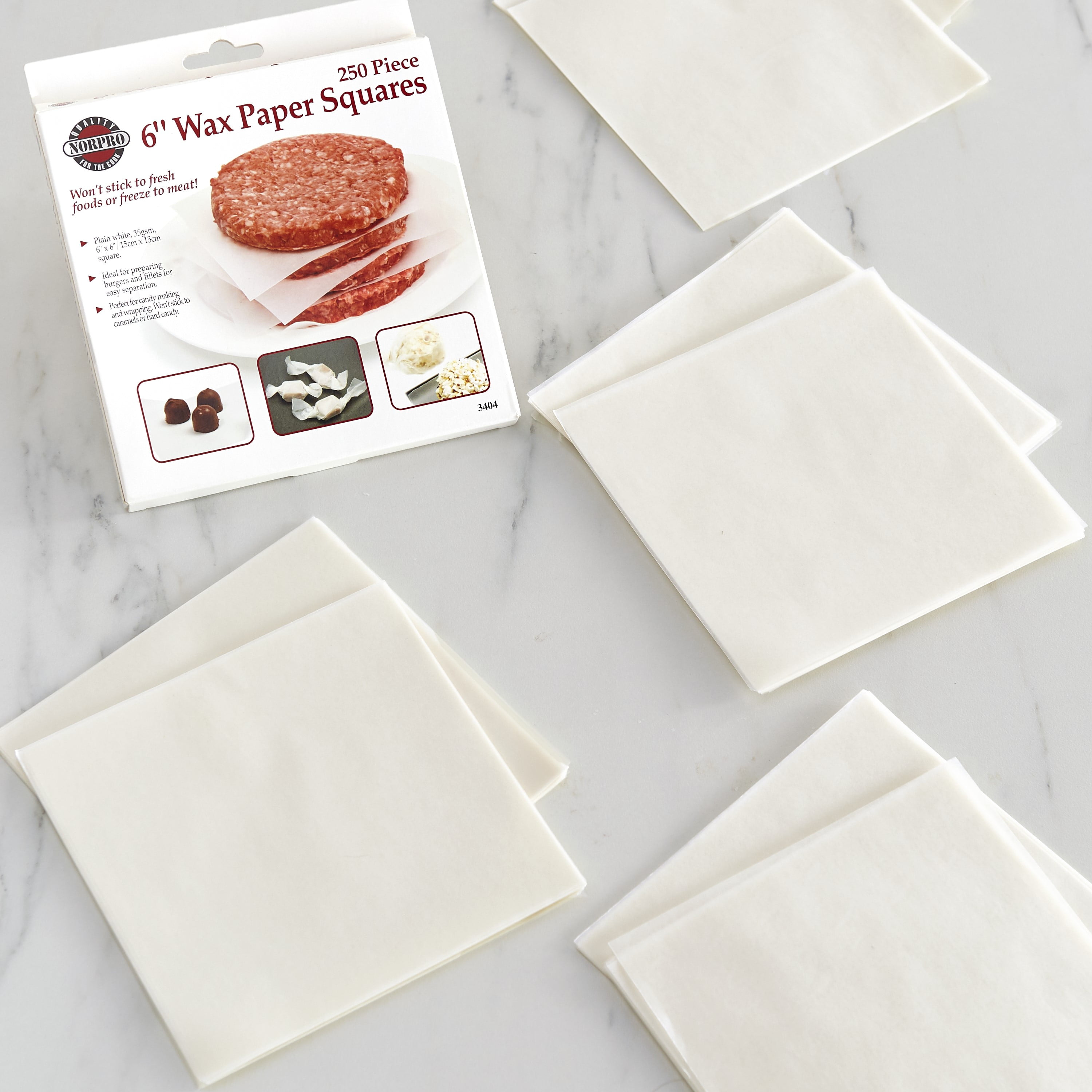 500-Pack Wax Paper Sheets, Pre-Cut Square Food Liners (6 In, White