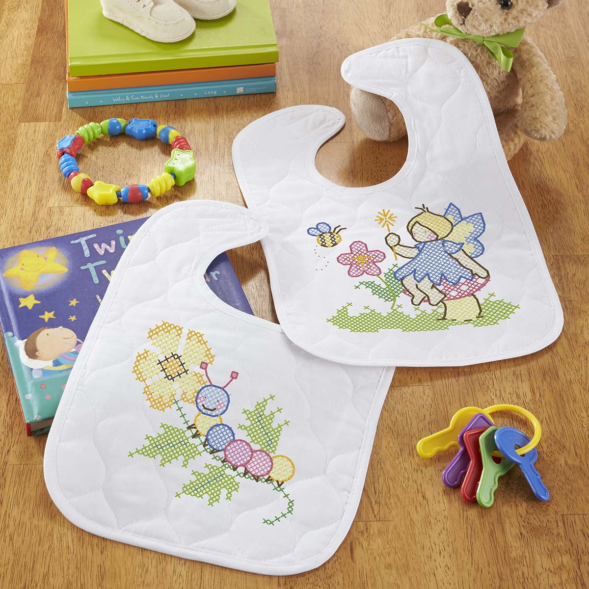 cross stitch baby bibs burp cloths