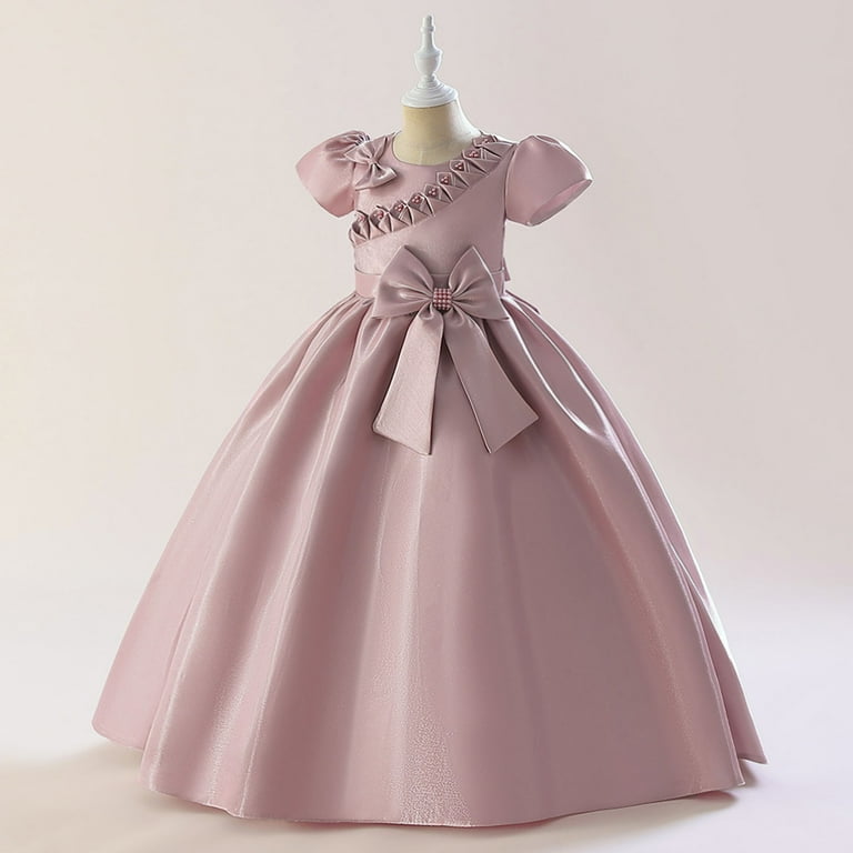pink communion dresses Zwiiyzr 5-15y First Communion Dress Flower Girl Dress Elegant Wedding Birthday Party A-Line Bridesmaid Princess Dress for Wedding Party Pink, Infant
