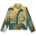 thumbnail image 4 of Jackets for Women Winter Coat Jackets Flannel Stand Collar Jacket(Sage Green And Gold Abstract Texture,Size:S-4XL), 4 of 7