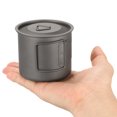 thumbnail image 3 of Tazas de titanio Copa de titanio ultraligera portátil para acampar al aire libre Tapa de agua de campo de campo , con manillable 300ml / 350ml / 450ml / 550ml / 650ml / 750ml, 3 of 7