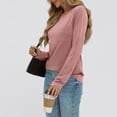 thumbnail image 4 of biudgviw Casual Tops for Women Lounge Long Sleeve Crewneck Basic Shirts Fall Slim Solid Color Blouses, 4 of 6