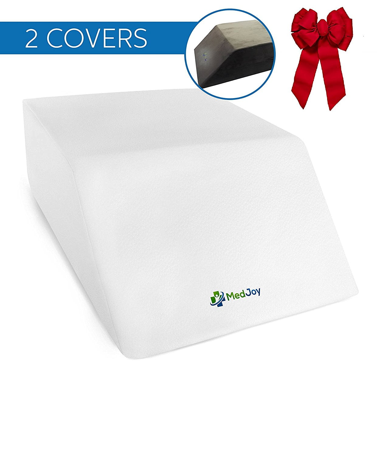 med joyleg elevation pillow with 2 covers (1white, 1grey). leg rest