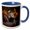 Blue/White, variant on 3drose, Adorable Otter Peeks Out of Water Surrounded by Autumn Leaves, Curious, 15oz Two-tone Yellow Mug