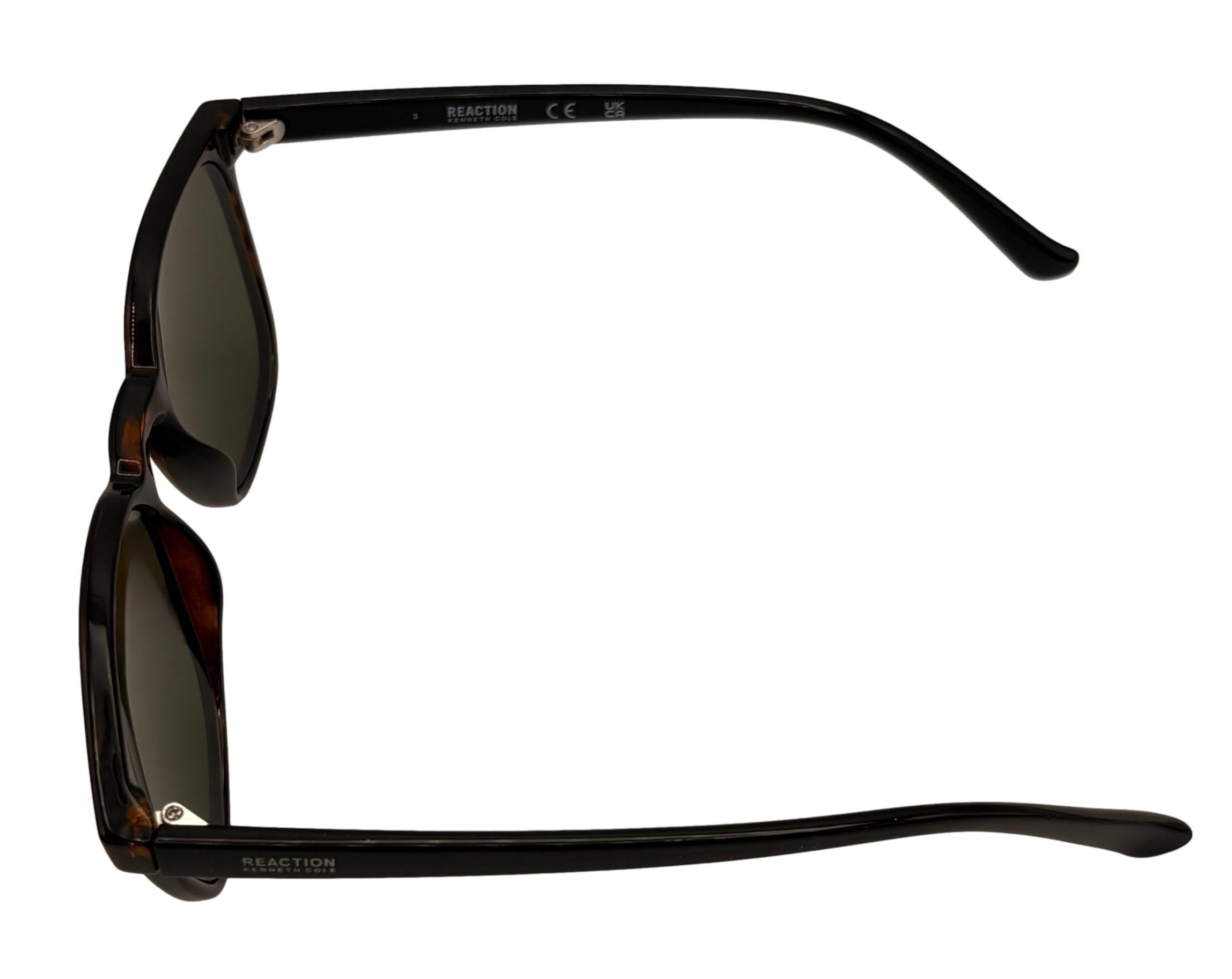 Kenneth Cole Reaction Dark Havana Mens Square Plastic Sunglass KC1414. 52N