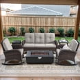 thumbnail image 2 of Opohoro 6-Piece Outdoor Patio Fire Pit Set with Sofa and Flat Arm, 43" Fire Pit Table, Propane Tank Cover for Deck Backyard, 2 of 18