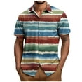thumbnail image 2 of Mens Shirts Plus Size Short Sleeve Stripe Turdown Collar Button Up Casual Summer Shirt Multicolor XXXL, 2 of 5