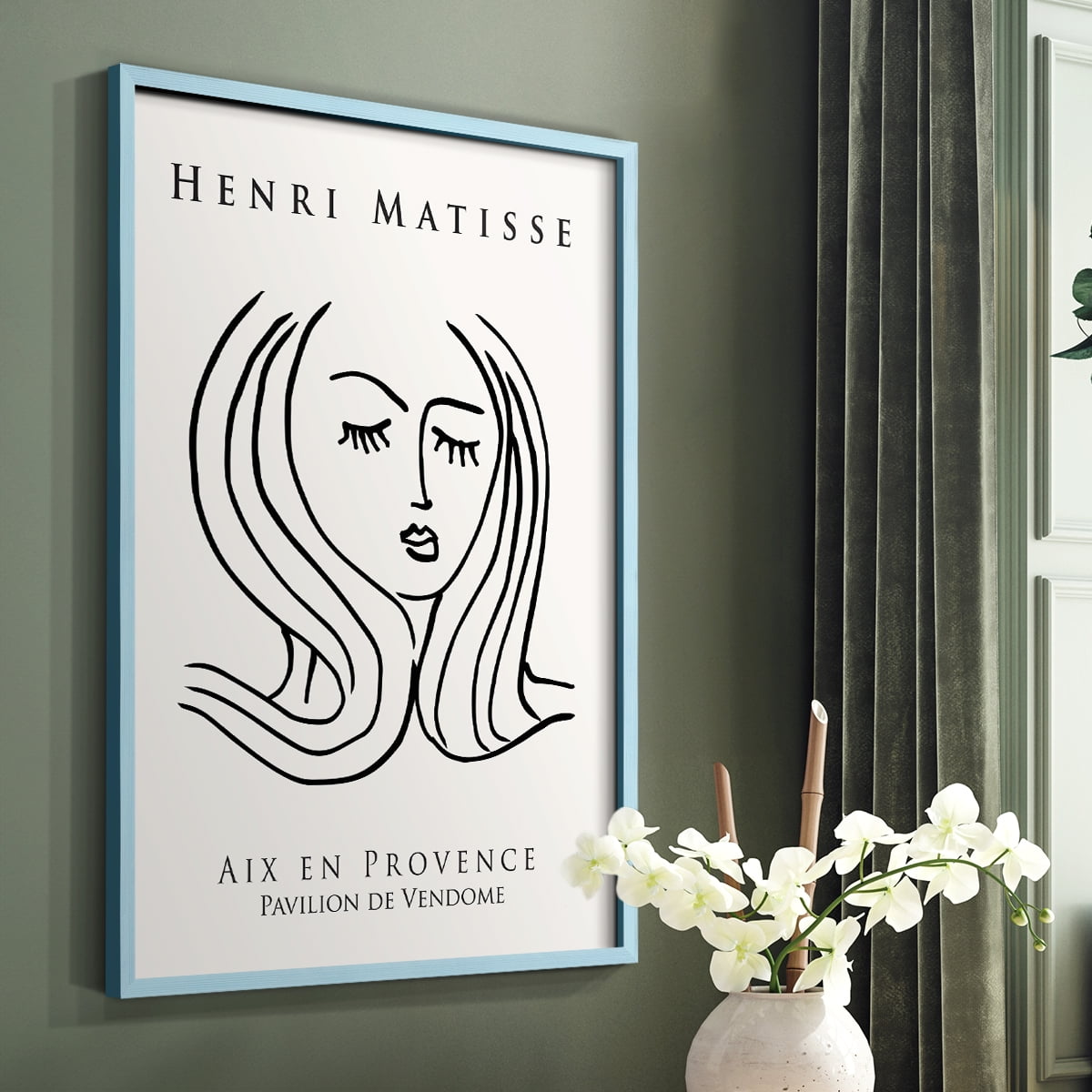 Matisse CXLVII Framed Print in Blue Solid Wood 11 x 14 Framed Print