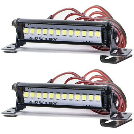 2Pcs RC 12 LED Light Bar Metal Roof Lamp for SCX10 KM2 CC01 D90 90046 90047 RC Crawlers,50mm/1.97 Inch
