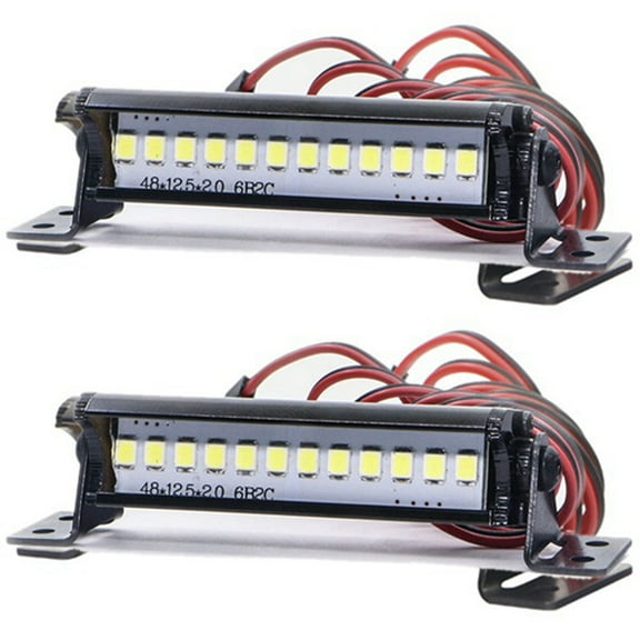 2Pcs RC 12 LED Light Bar Metal Roof Lamp for SCX10 KM2 CC01 D90 90046 90047 RC Crawlers,50mm/1.97 Inch