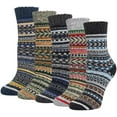 thumbnail image 1 of Calcetines de lana para mujer, 5 pares de calcetines térmicos transpirables, calcetines de punto suaves y gruesos para mujer, calcetines de invierno, 1 of 5
