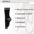 thumbnail image 4 of Calcetines de ciclismo únicos, impermeables, transpirables, anti-fricción, para exteriores, color gris, azul y negro, tamaño S (35-38), neutros, 1 par, patrón a rayas y bloques de color, 4 of 7