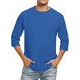 thumbnail image 7 of Trgacdwlo Men's 3/4 Length Sleeve T-Shirts Crew Neck Baseball Shirt Men Summer Fall Big and Tall Plain Cotton Shirts Men Blue XXL, 7 of 7