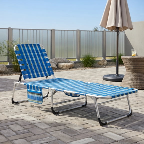 GVN Outdoor Kitchen Chair, Dinner Chairs,5-position Outdoor Folding Chaise Lounge Chair-Blue and Green