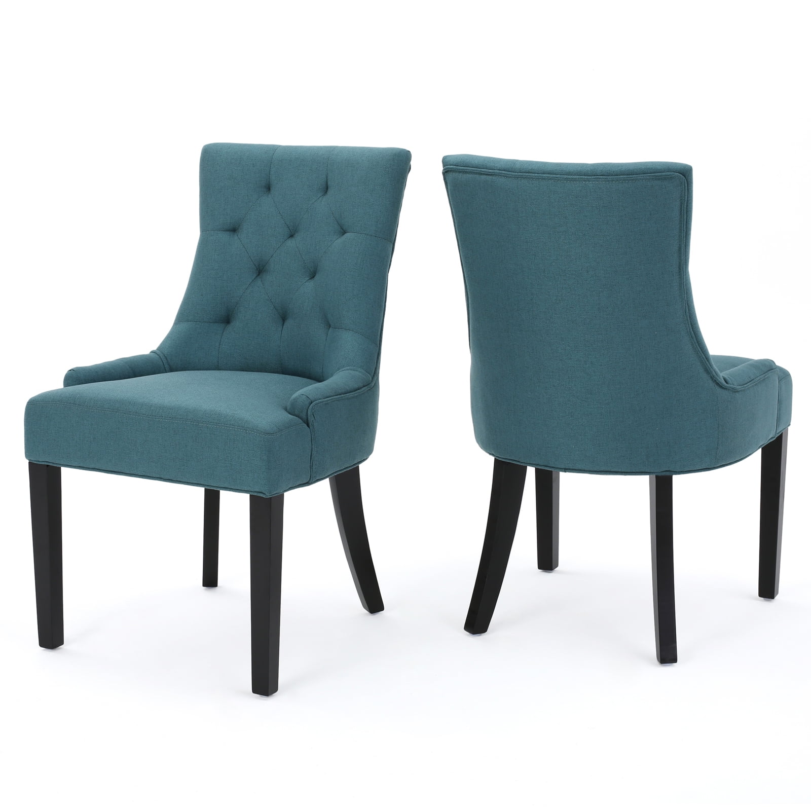 Kadyn Modern Upholstered Set of 2 Fabric Dining Chairs with Wood Legs, High Back Dining Room Chairs for Dining Room, Urban Style Kitchen Chair, Dark Teal