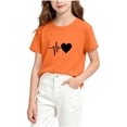thumbnail image 2 of WQNVRNR Girls Short Sleeve Shirt- Cute Loose Casual Printed Crewneck Summer Tops Orange Size 5, 2 of 5