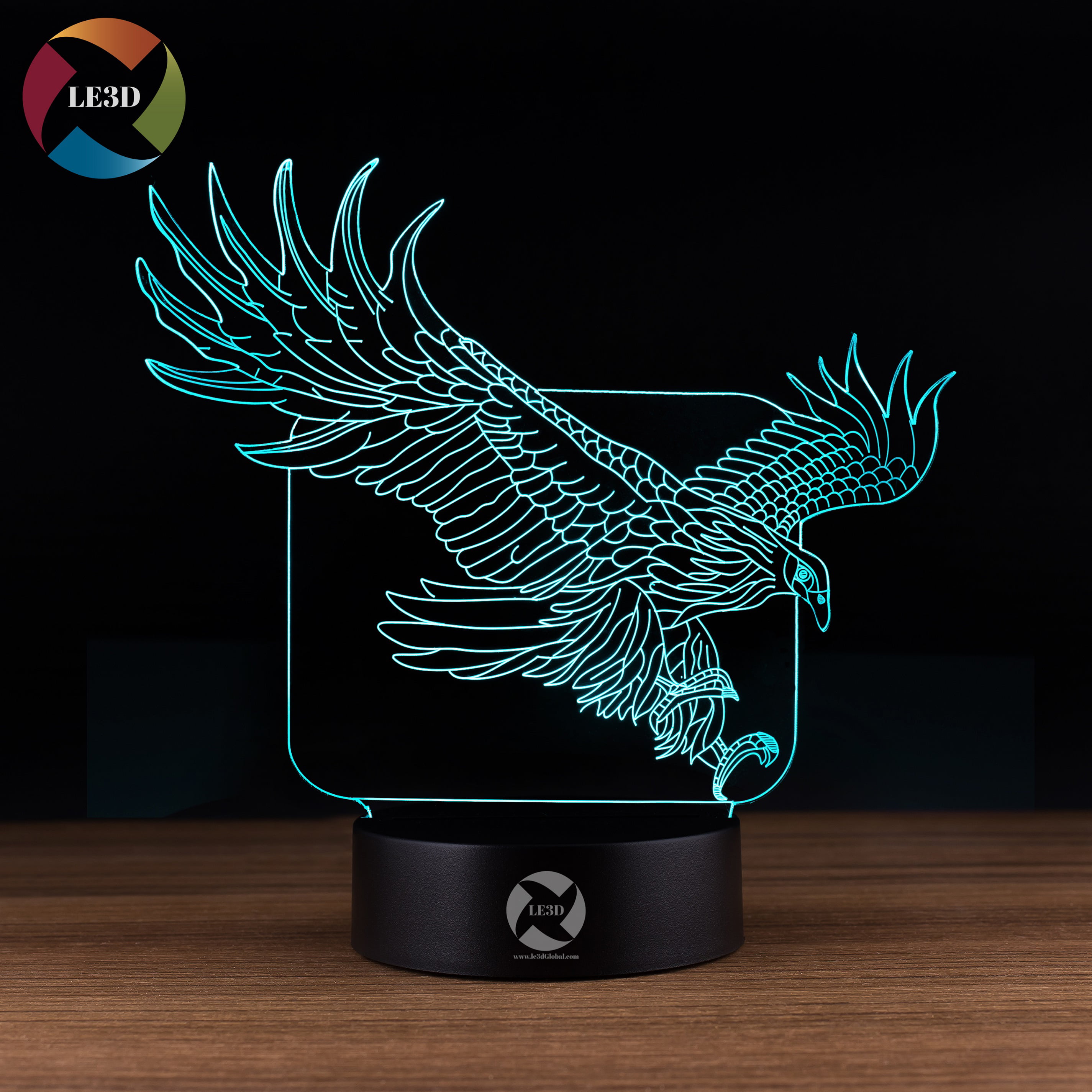 Details about   3D Eagle Led Illusion Led 7 Color Changing USB Touch Night Light Decoration Gift 