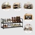 thumbnail image 3 of 2-Tier Shoe Rack, ONE PIX Metal Shoe Organizer Holds 12-15 Pairs, Stackable Storage Shelf for Entryway, Closet, Bathroom, Black, 3 of 7