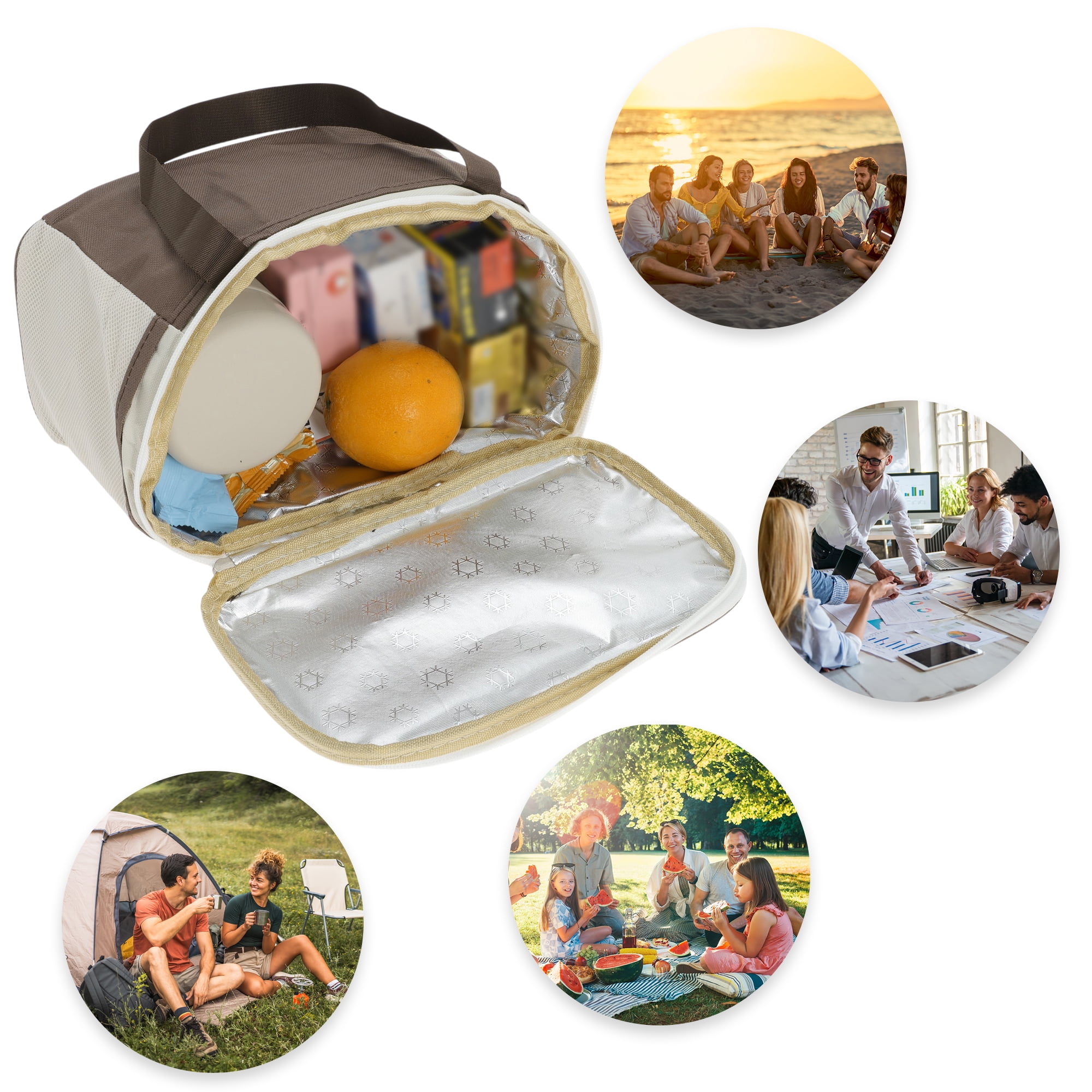Unique Bargains Insulated Leak-proof Waterproof Lunch Bag Brown 228 oz