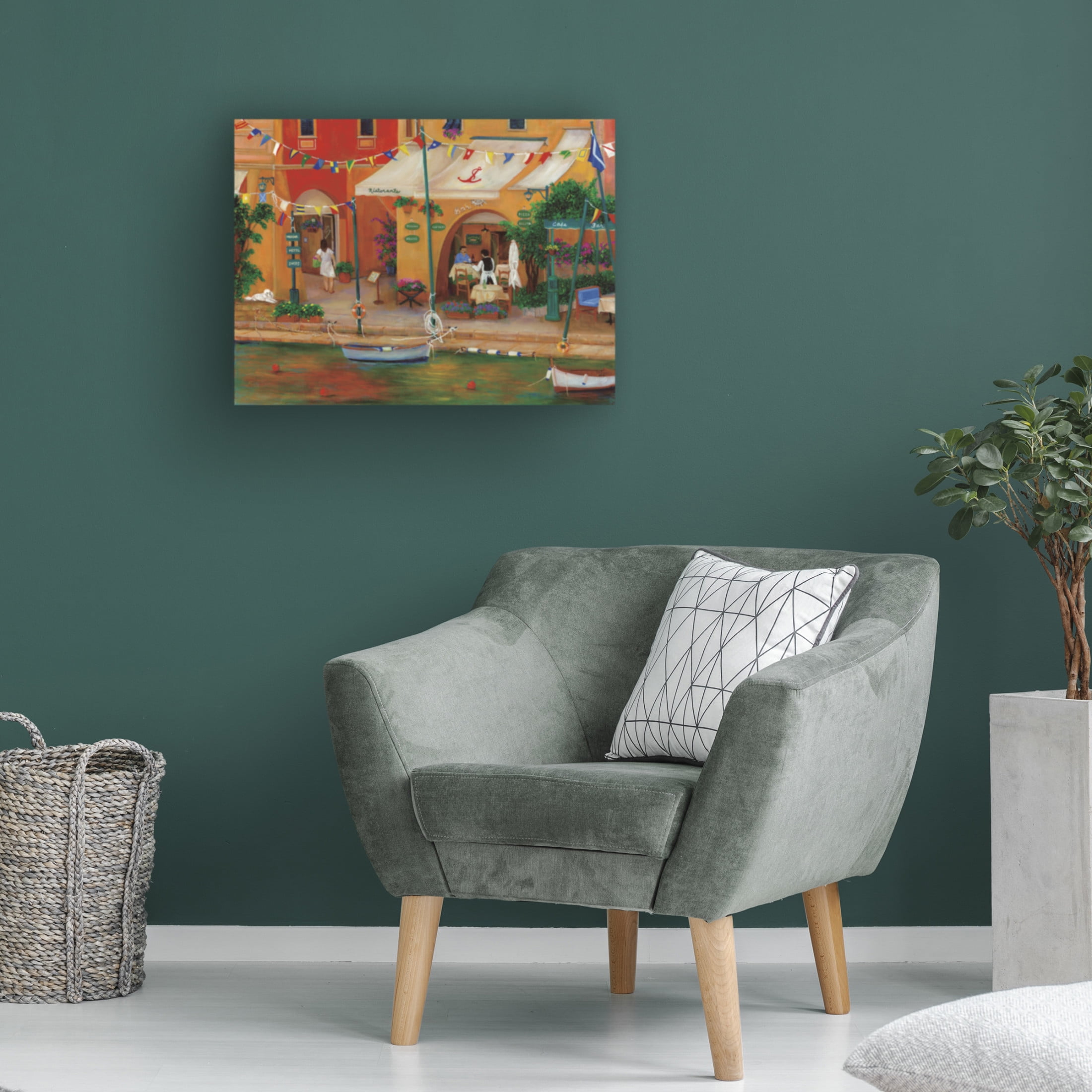 Canvas Wall Art - Betty Lou 'Portofino Harbor' Wall Art for Living Room, Bedroom, or Office Décor by Trademark Fine Art - 19 x 14 Inches