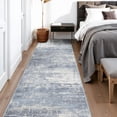 thumbnail image 2 of Washable 12ft Hallway Runner Rug: Non-slip 2'6x12 Kitchen Rugs Low-pile Entryway Rug Abstract Soft Bedroom Floor Mat Farmhouse Carpet For Bathroom Living Room Dining Room(2'6x12 Blue/ivory), 2 of 8