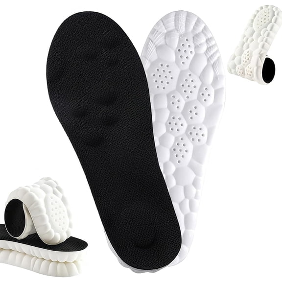 4D Shoe Cloud Insoles for Men Women, Soft Memory Foam Shoe Inserts with Arch Support, Breathable Massage Cushioning Pads, Trim to Fit Boots and Sneakers.