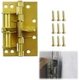 thumbnail image 1 of HUGFEGWE Charnière de Positionnement Multifonctionnelle à Ressort, Charnières de Porte Automatiques, Charnières de Porte Réglables avec 9 Vis pour Armoire Meubles. (Or) CJB91-121148, 1 of 7
