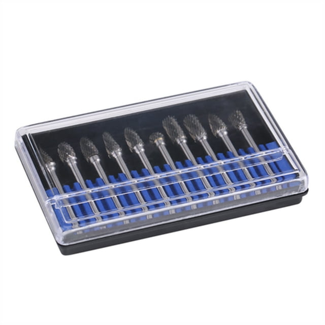 Juego de 10 limas rotativas de acero de carburo de tungsteno, fresas de 3 mm, diámetro de corte de 6 mm, corte doble.