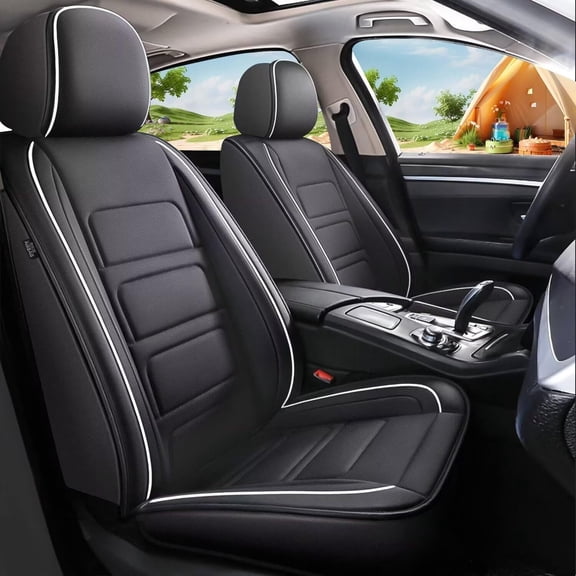 JIAMAOXIN Seat Covers Fit For Toyota Prius Prime 2017-2024 5 Seats Car PU Leather Full Set Seat Covers Protector （Black）