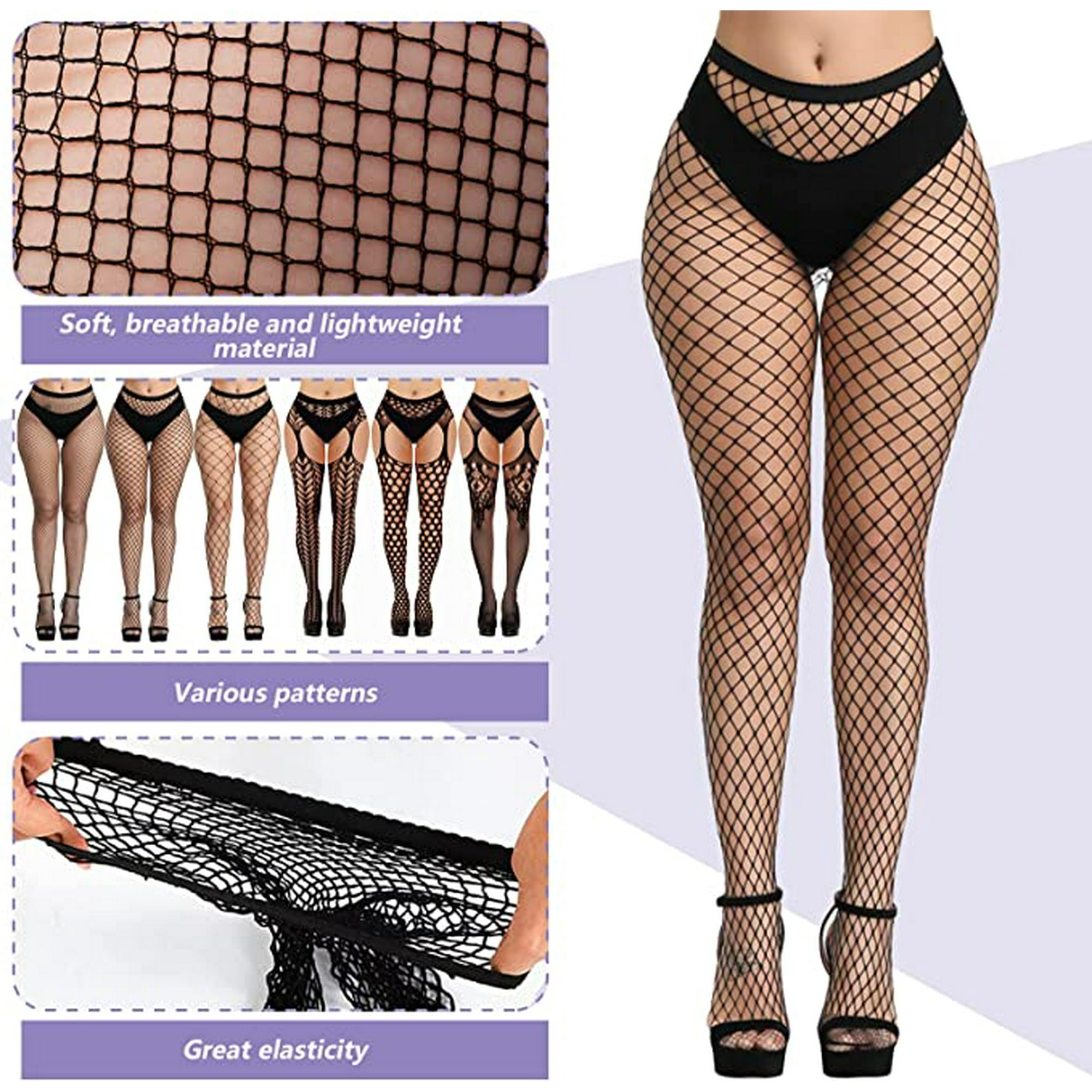 6 Pieces Nylon Fish Net Stocking Stockings Home See through Body Tights Sexy Party High Waist Nightclub Beach Ladies Stockings Pantyhose Walmart