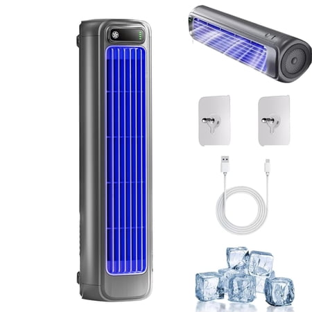 2026 New Summer Portable Air Conditioner Smart Fan,Ultra-Fast Cooling Technology, 3-Speed Powerful Airflow,LED Touch Control,USB Rechargeable Personal Fan for Bedroom,Office,Home (Gray)