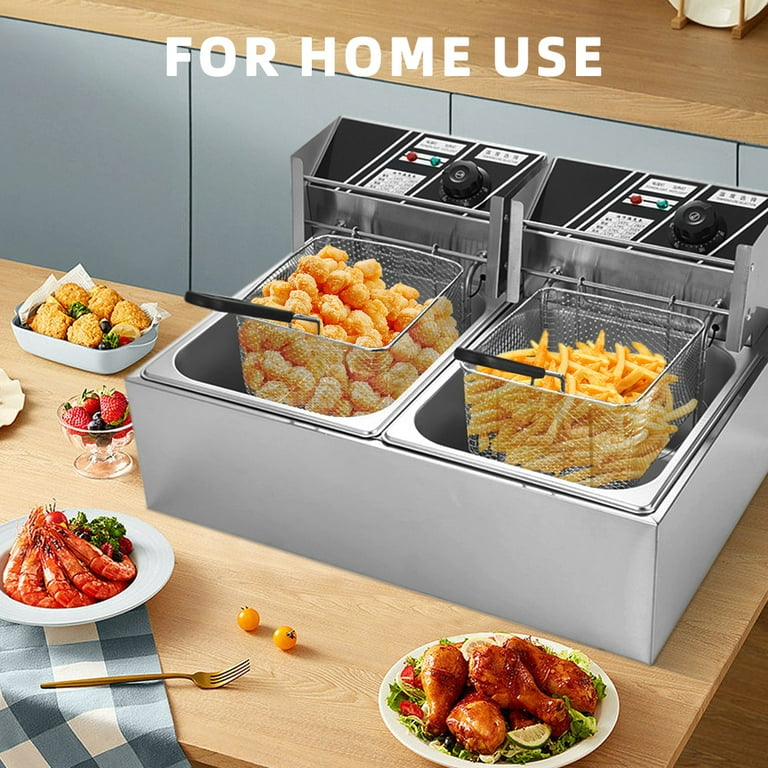 ENFMAY 12L Electric Deep Fryer, 2500W Dual Tank Stainless