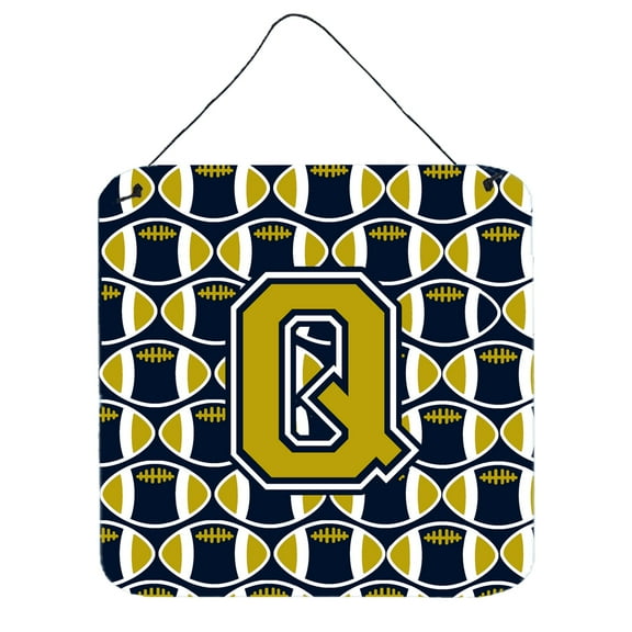 Carolines Treasures CJ1074-QDS66 Letter Q Football Blue and Gold Wall or Door Hanging Prints 6HX6W multicolor