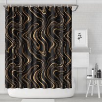 Black Gold Marble Pattern Shower Curtain 72"x84" ,Bathroom Decorative Shower Curtains Set with 12 Hooks,Modern Waterproof Washable Shower Curtain