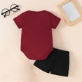 thumbnail image 4 of Coerni Baby Boys Clothes Toddler Summer Outfits Set Letter Print Short Sleeve Romper Tops with Elastic Waist Shorts 2Pcs, 4 of 8