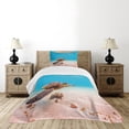 thumbnail image 4 of Ambesonne Hawaiian Quilted Bedspread Set 2 Pcs, Sea Turtle Underwater, Twin Size, Aqua Cinnamon Brown, 4 of 5