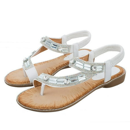 

YOUSNH Women s Shoes Sandals Women s Blue Check Striped Sandals for Women White 9(42)