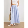 thumbnail image 5 of Womens Summer Long Skirt High Waist Pleated A-Line Casual Flowy Fairy Skirts Blue L, 5 of 8