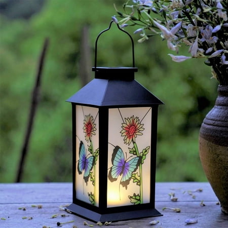 Solar Lanterns Outdoor Hanging Solar Lights Decorative for Garden Patio Porch and Tabletop Decorations with Butterfly Pattern.