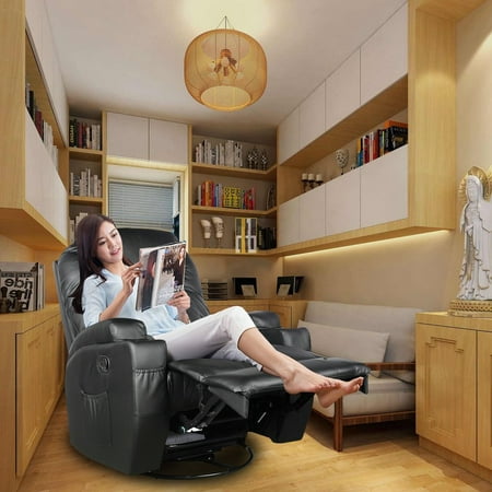 Heated Swivel Electric Massage Chair Ergonomic Full Body Massage Recliner