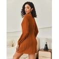 thumbnail image 4 of Ekouaer Women's Nightgown Long Sleeve Ribbed Knit Nightshirt Round Neck Sleep Shirt Soft Sweater Dress, 4 of 6