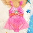 thumbnail image 5 of Girls Rash Guard Swimsuits with Layered Skirt Scale Mermaid Printed Tutu Skirt Mesh Swimwear Dress Bathing for Kids, 5 of 5