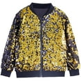 thumbnail image 3 of Gpaecead Boys Girls Sparkle Sequin Jacket Glitter Zipper Long Sleeve Bomber Jackets With Pockets For Kids Multicolor, 3 of 4