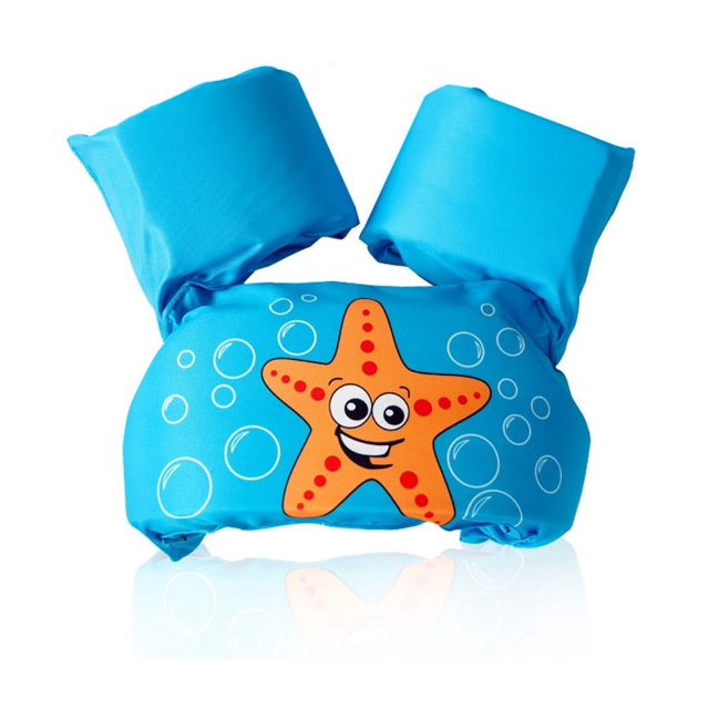 Chaleco de natación para niños, brazalete para niños, brazalete de flotación para bebés, ayudas para el entrenamiento de natación para niños/niñas de 2 a 6 años, cangrejo estrella de mar azul de 10 a