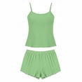 thumbnail image 4 of GUACER Two Piece Pajama Set for Women Ribbed Knit Cami Top and Shorts with Cute Lettuce Trim Summer Loungewear PJs, 4 of 6