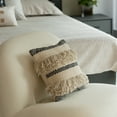 thumbnail image 5 of 16" Handwoven Cotton Throw Pillow Cover with Boho Design and Fringed Lines, 5 of 7